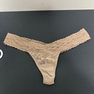 Lace Thong Panties in Tan